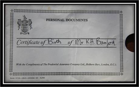 certificat de naissance Ken enveloppe