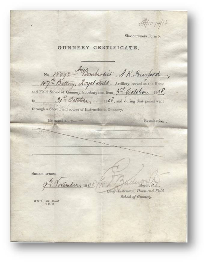 gunnery certificate